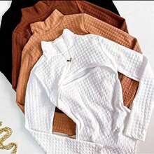 Women's High-Neck, Long-Sleeved, Open-Front Bodysuit In Bouble Fabric. - 黑色 - 查看 2