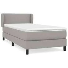 vidaXL Boxspringbett Mit Matratze, Hellgrau, 90x200 Cm, Stoff - Grey - View 2