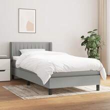 vidaXL Boxspringbett Mit Matratze, Hellgrau, 90x190 Cm, Stoff - Grigio - Visualizzare 1