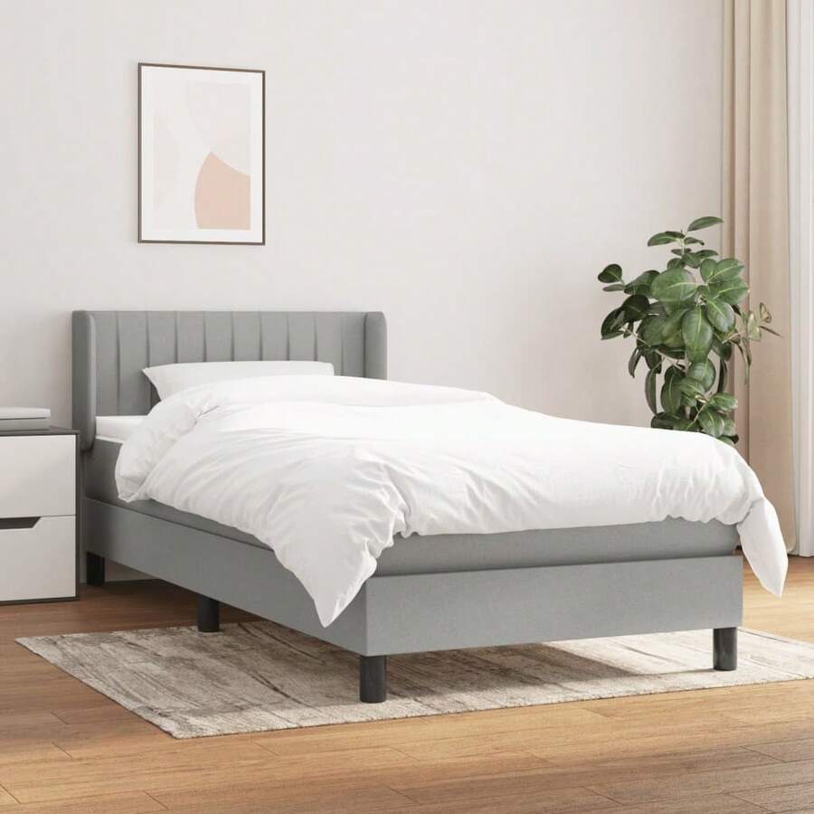 vidaXL Boxspringbett Mit Matratze, Hellgrau, 90x190 Cm, Stoff - Grigio - Visualizzare 1