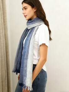 男女通用舒适人造丝亚麻围巾，适合秋冬季节，时尚、保暖、耐用 - 彩色 - 查看 5
