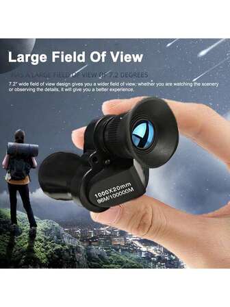 1000X20 Portable Mini Monocular Telescope, Compact Lightweight Prism Binoculars, Outdoor Gear, Great Small Gift, Suitable For Watching Sports, Hunting, Camping, Fishing