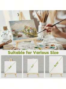 5件套可调节多功能木制相框架 - 乡村风格小型展示相框架，适用于艺术品、绘画、卡片和明信片 - 非常适合家庭、学校、工作室装饰和办公室使用 - 彩色 - 查看 6