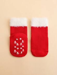 3 Pairs Baby Christmas Red Fringe Socks Set, Suitable For Boys And Girls, Warm For Winter Holiday, Great Gift For Grandchildren - Multicolor - View 5