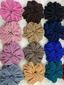 1pc Solid Color Chiffon Muslim Underscarf Lining Hijab Scrunchies - Black - View 7