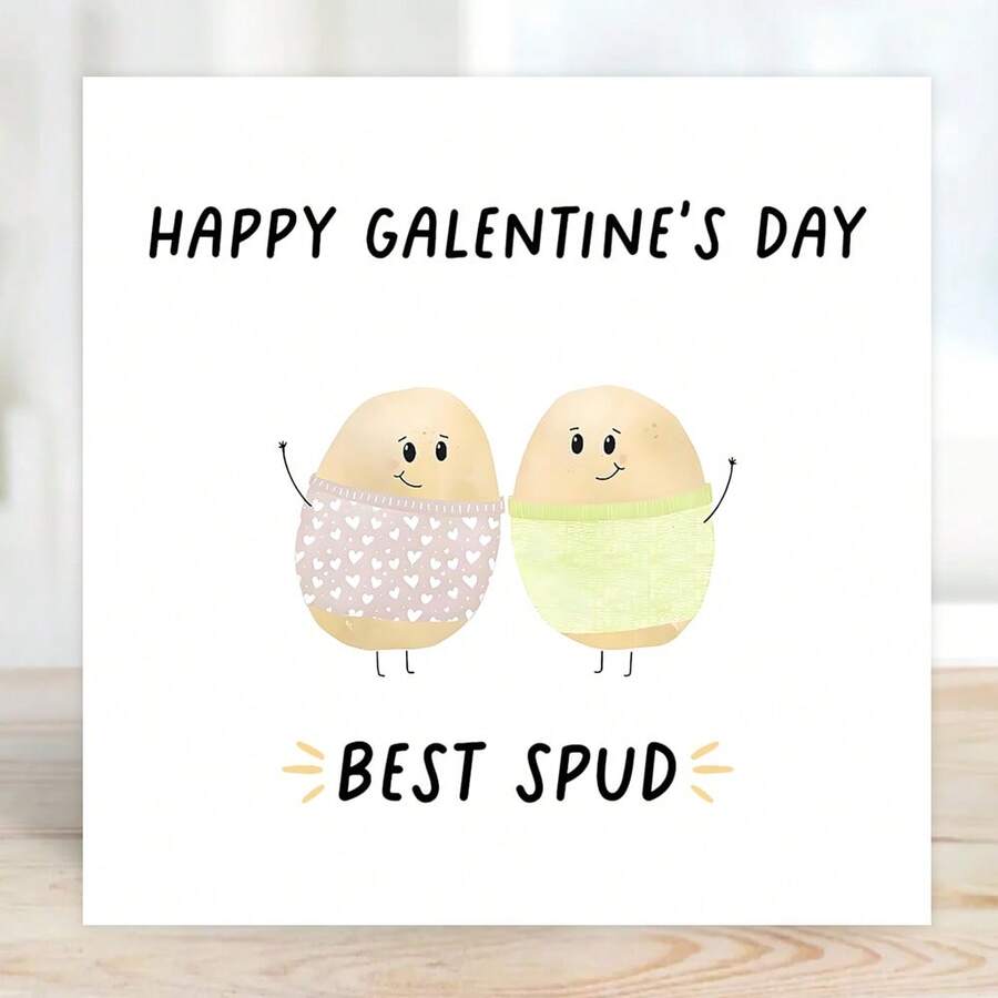 1 tấm thiệp Galentine tặng bạn thân, thiệp chúc mừng ngày Galentine, thiệp chơi chữ về khoai tây hay nhất, thiệp Galentine vui nhộn để chúc mừng bạn thân của bạn - Nhiều màu - Xem 1