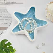 Conch Shaped Ceramic Jewelry Tray, Water Shell Jewelry Tray, Ceramic Ring Earring Holder, Ocean Theme Decorative Jewelry Tray For Rings Earrings Necklaces Bracelets Jewelry Watches Keys Decorative Office Small Items Storage Rack White Ceramic, Jewelry Tray Storage - Starfish - View 7