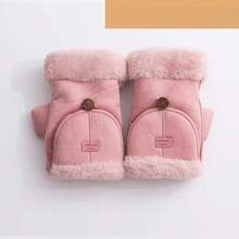 Winter Fingerless Gloves Insulated Warm Convertible Mittens Flip Half Finger Cover Women (Khaki), Khaki - 卡其色 - 查看 7