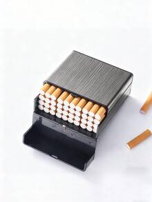 1 Piece Of Metal Brushed Large Capacity 40 Pack Cigarette Box, Aluminum Alloy Enlarged Automatic Spring Lid Anti Pressure And Moisture-Proof Men's Cigarette Holder, Ideal Christmas And Birthday Gift - Multicolor - View 6