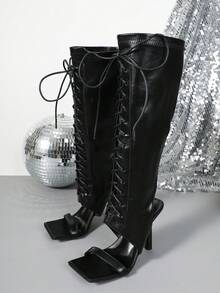 Women's Elegant Strap High Heel Sandals, Suitable For Commuting - Black - View 16