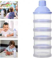 Dispensador Leche en Polvo Bebe Dispensador de Leche en Polvo Portátil 5 Capas Dispensador Leche en Polvo de Apilable de Dosificador Alta Capacidad Adecuado para Leche en Polvo Dulce Frutas (azul) - Azul - Ver 6