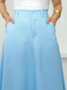 IN FASHION FEMININE High-Waisted Long Tailored Skirt - Celeste - Ver 3