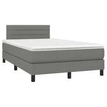 vidaXL Boxspringbett Mit Matratze, Dunkelgrau, 120x190 Cm, Stoff - Grey - View 2