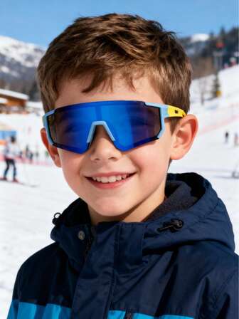 1pc Colorful Kids' Cycling Glasses For Ages 3-10, Outdoor Sports Glasses With Large Colored Frames - Perfect Gift For Kids