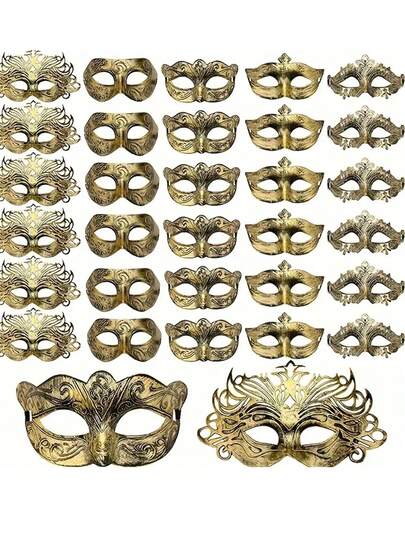 30 piezas/6 piezas/2 piezas Máscaras de Carnaval Vintage para Fiestas - Estilos surtidos adecuados para Carnaval, Graduación, San Valentín, Boda, Fiesta de Cumpleaños, Halloween, Hechas a Mano y Accesorios para Fotos