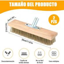 Escoba de Alambre,  Cepillo de Alambre Acero Inoxidable, Diseño de 45 ° , para Limpieza Profesional de Superficies, Patio, Musgo, Cocina, Baño, Hogar, Industrial, Taller Mecánico - 1 - Ver 3