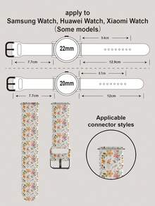 1pc Orange & Pink Floral Soft Elastic Breathable Replacement Watch Band Strap Compatible With Samsung, Garmin, Honor Smartwatches, 38mm 40mm 41mm 45mm 44mm 42mm 46mm 49mm, Fashionable Casual Multi-Color Silicone Watch Band Strap Compatible With Apple Watch Ultra Series SE/11/10/9/8/7/6/5/4/3/2/1
