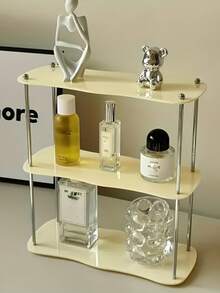 1 pieza Estante de escritorio de acrílico desmontable - Diseño de varios niveles elegante, fácil de ensamblar, organizador de cosméticos para organizar maquillaje y artículos de belleza esenciales, estante de almacenamiento de escritorio para dormitorio, hogar, escuela, oficina, etc., decoración de escritorio elegante, caja de almacenamiento de escritorio de oficina, inicio de la temporada escolar, útiles escolares, regalos para niñas, organizador de maquillaje, artículos de Ramadán, Galentines, decoración de Pascua, organizador de escritorio - Multicolor - Ver 8