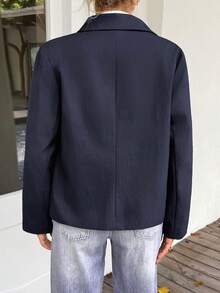 Live To Mo 女士冬季服装长袖风衣优雅别致商务休闲女装 - 藏青色 - 查看 2