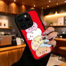 Funda de Teléfono Diseño de Cerdo Apilado Lindo Para iPhone 14 13 12 11 Pro Max Y  Galaxy S23 S22 S21 S20 Plus Protector de Teléfono Funda de Pareja Regalo Para Novio Novia San Valentín Cumpleaños - Blanco - Ver 6