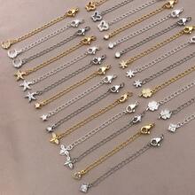 1pc Bracelet Chain Extender Curb Chain Extension Zirconia Brass Metal Star Moon Heart Shaped Charm Extension Curb Chains Tails For Jewelry Making Necklaces Bracelets DIY Crafts Supplies - Multicolor - View 8