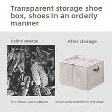 Shoe Storage Box Durable 12 Pairs Capacity Organiser With Zipable Clear Cover - White - View 9