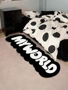 1 قطعة سجادة صوفية مزيفة بنمط نص "عالمي" مضحك، قابلة للغسل بالغسالة - بشكل غير متماثل، مناسبة لغرفة النوم، الديكور الداخلي، عيد الميلاد، ، عيد الأب - وردي بتصميم أحرف سوداء