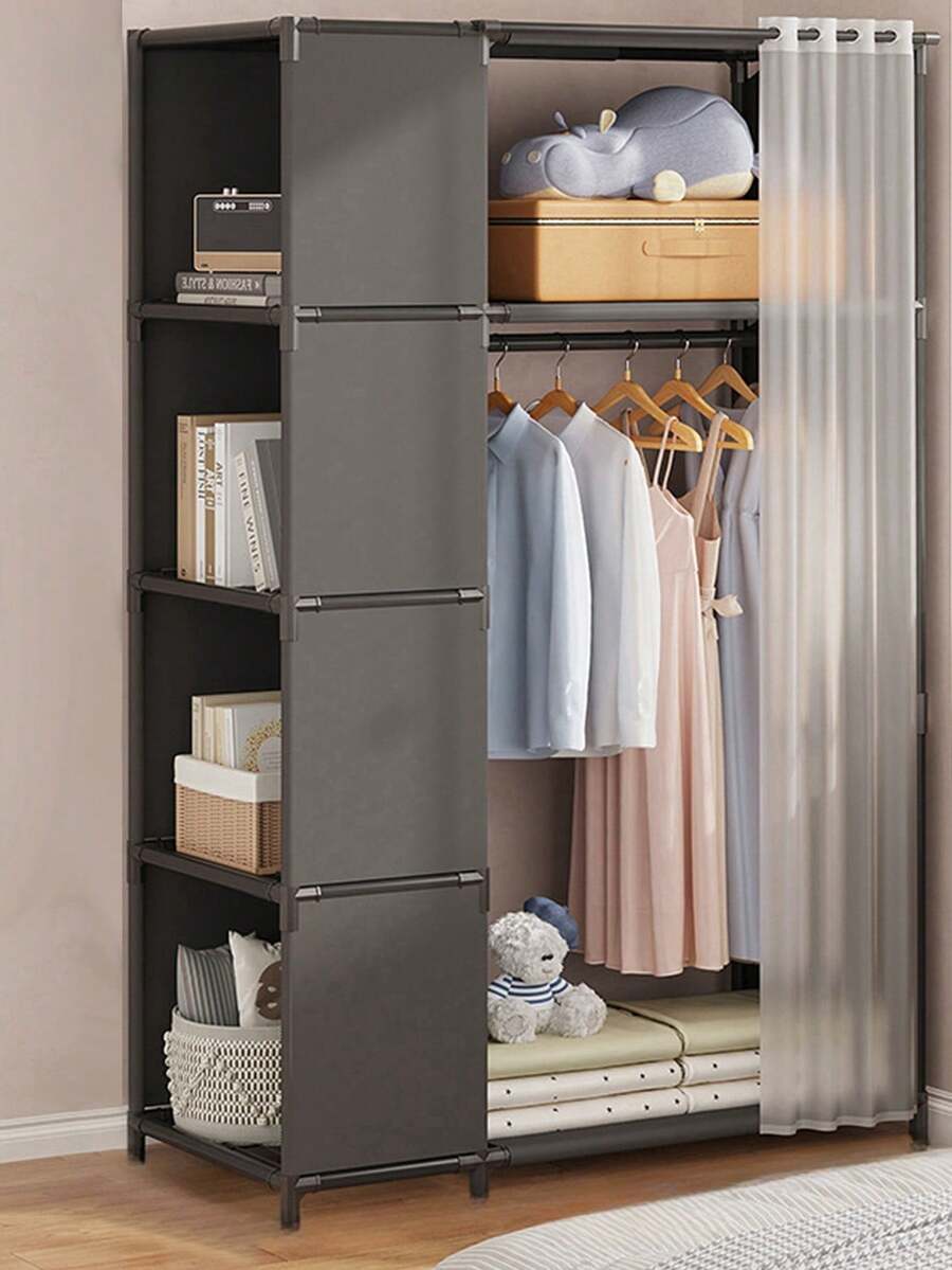 便携式立方体收纳整理架，多功能衣柜，书架，带帘独立式衣柜，卧室、客厅家居收纳，节日圣诞礼物，儿童礼物