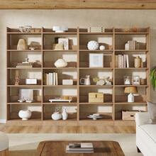 LITTLE TREE 70.87'' Tall Bookshelf, 6-Tier Farmhouse Double Wide Bookshelves With Open Shelves, Freestanding Display Storage Shelves For Home Decor Bedroom, Living Room, Home Office - màu nâu - Xem 9