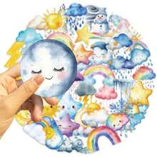 SCXXBSW 50pcs Watercolor Weather Stickers, Cool Anime Stickers, Decorative Stickers, Waterproof And Durable. Classic Gift Decorations, Value Pack, Cute Cartoon Stickers, Waterproof And Durable. These Phone Case Decorations Can Be Applied To Laptops, Mobile Phones, Water Bottles, Guitars, Skateboards, Suitcases, Etc., Starting Your DIY Creative Journey. They Are The Top Choice For Gifts During Halloween And Christmas. - Multicolor - View 4