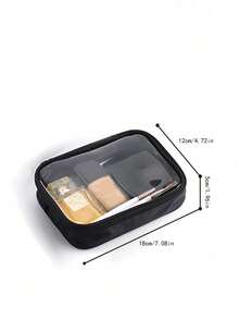 透明化妆包，防水，便携，大容量。这是一款小巧方便的女士旅行洗漱包。旅行必备。女士包袋。大学必备。旅行。女士包袋，度假必备，化妆包，洗漱包，旅行必备，旅行，包袋。化妆包，洗漱包，旅行必备，女士化妆包 - 黑色 - 查看 15