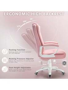 Big And Tall Executive Office Chair - High Back PU Leather Computer Chair, Ergonomic Adjustable Height With Cushioned Armrests For All-Day Comfort,Thanksgiving,Christmas Gift - Hồng - Xem 7