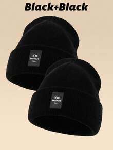 1 件户外休闲 N86BROOKLYN 标志针织帽，多种颜色，温暖冬季无檐帽秋季服装 - 套頭帽 - 查看 30