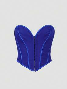 Yuwenier Y2K Eyelet Lace-Up Backless Corset Top, Music Festival Summer - Royal Blue - View 8