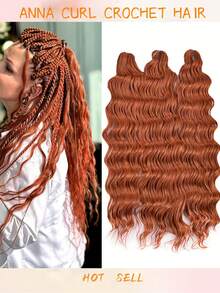 Heat-Resistant 24 Inch Synthetic Braiding Hair Extensions Loose Deep Wavy Braid Hair Water Wave Ombre Brown Twist Crochet Curly Anna Hair For Christmas New Year - Multicolor - View 25