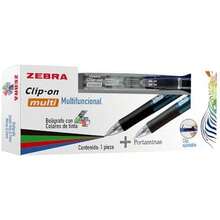 Zebra Bolígrafo Multifuncional Clip On Multi 4 Tintas + Portaminas Tinta Multicolor Cuerpo Color Azul. - Transparente - Ver 2