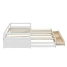 Extendable Sofa Bed 90/180*200 With Drawers And Slatted Base, Pine Bed With Storage, Grey (Old SKU: LD000033AAE) - White + Wood + 90cm*200cm - View 4