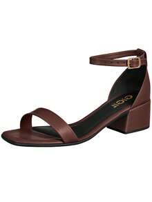 Women's Casual Classic Sandal With Medium Block Heel, Comfortable, On , Cheap, Original GiGiL - 鏽棕色 - 查看 2