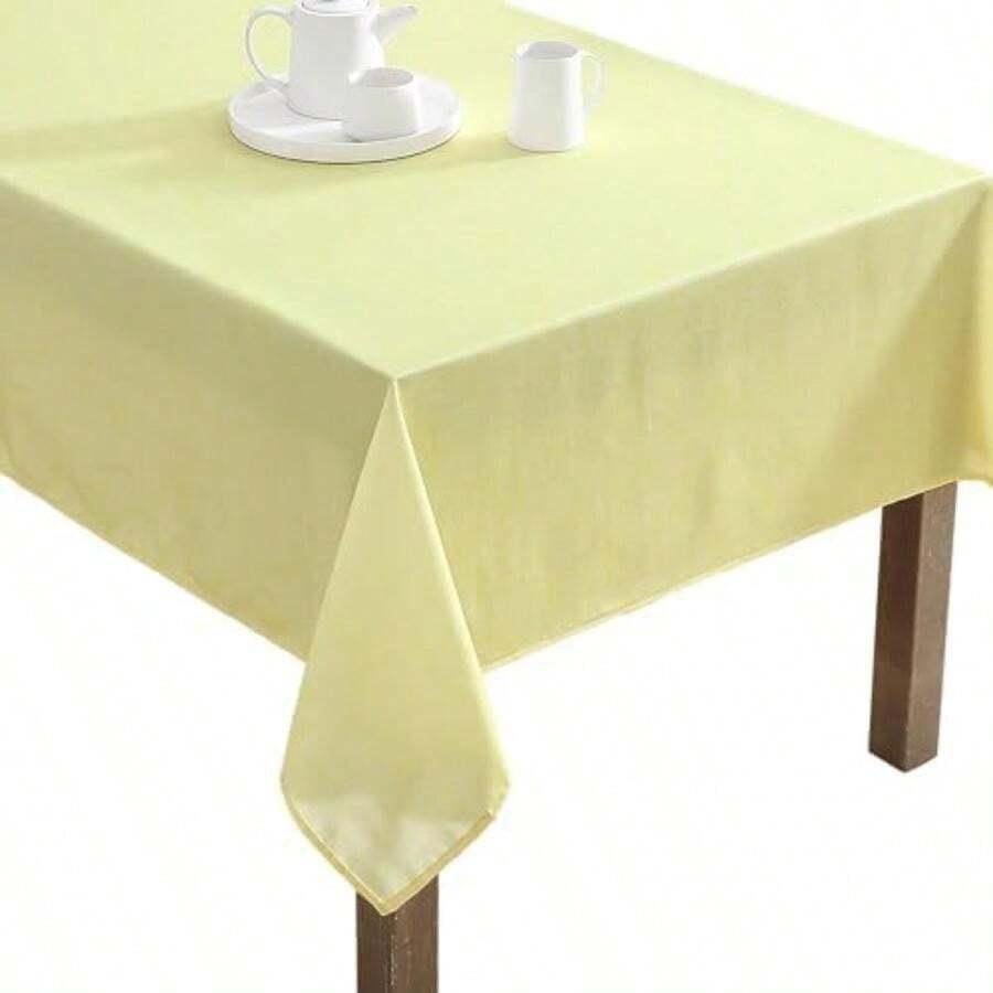 - Mantel Decorativo, Resistente a Las Arrugas y Las Manchas, Repelente Agua, Tela de poliéster Lavable de fácil Cuidado para Comedor, Cocina, día Festivo y Fiestas, 60 x 102 Pulgadas,(213.4 x 152.4 cm (Rectangular) Amarillo) - Multicolor - Ver 1