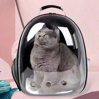1 Piece Breathable Transparent Space Cabin Pet Backpack, Pet Travel Bag, Transparent Window Pet Bag, Portable Pet Backpack With Zipper, Convenient For Going Out And Easy To Carry, Suitable For Pet Vehicles And Supplies For Cats And Dogs