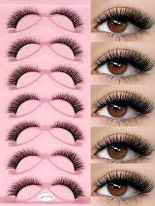 Asiteo 7 Pairs New Cat Eye Lashes Natural Long Clear Band Lashes Winged End Eye Elongated Eyelashes, Lightweight & Soft, Hassle-Free Reusable Makeup Essential For Daily Wear Strip Lashes - Natural Lashes - View 1