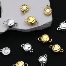 4对9x15毫米扁平圆形心形磁性扣，非常适合DIY手链、项链、连接扣和末端磁性扣，是制作珠宝零件和配件的理想选择。