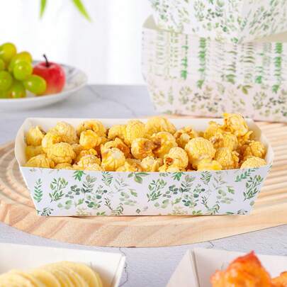 10/24pcs Disposable Leaf-Shaped Food Containers, Fries Box, Popcorn Box, Snack Box, Party Decorations For Birthday And Family Gathering, Suitable For Bakery, Burger Restaurant, Movie Theater Takeout Boxes