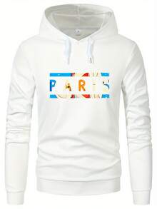 Felpa con cappuccio a quadretti cool per uomo, felpa con cappuccio casual monocolore per primavera, inverno e autunno, streetwear, felpa con maniche lunghe come regalo - Bianco - Visualizzare 1
