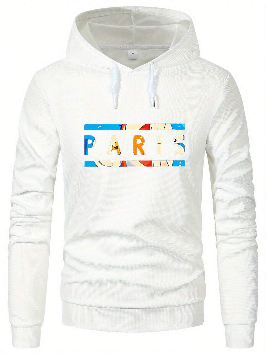 Felpa con cappuccio a quadretti cool per uomo, felpa con cappuccio casual monocolore per primavera, inverno e autunno, streetwear, felpa con maniche lunghe come regalo - Bianco - Visualizzare 1