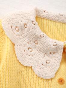 少女个性领纽扣开衫，秋冬季 - 黃色 - 查看 6