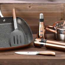 Bergner Bateria de cocina 12 piezas San Ignacio de acero inoxidable+Set de 3 Cuchillos en acero inoxidable con Soporte magnético - Gris 8 - Ver 6