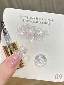 MIANEL 10ML 2026 新款追星追月铂金闪粉凝胶指甲油 冬季热销 亮白闪光指甲油 碎钻美甲 粉红美甲 女生礼物 美甲沙龙及DIY使用