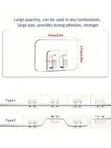 55/25/15pcs Outdoor String Light Hooks, Heavy Duty Cable Clips, Non-Damaging Wire Clamps, Waterproof & UV-Resistant, Clear Self-Adhesive Hooks, Suitable For Home, Bathroom, Hanging Christmas Lights, Outdoor & Yard Decor - Multicolor - View 2