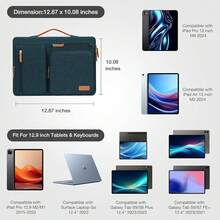 MOSISO 12.9 Inch Tablet Sleeve Case For IPad Pro 13 M4 & IPad Air 13 M3 M2, IPad Pro 12.9 M2 M1 6/5th With Magic Keyboard&Smart Keyboard Folio, Side Open Carrying Bag With 4 Zipper Pockets, Teal Green,12.9inch,TealGreen - Hijau Kehijauan - View 3
